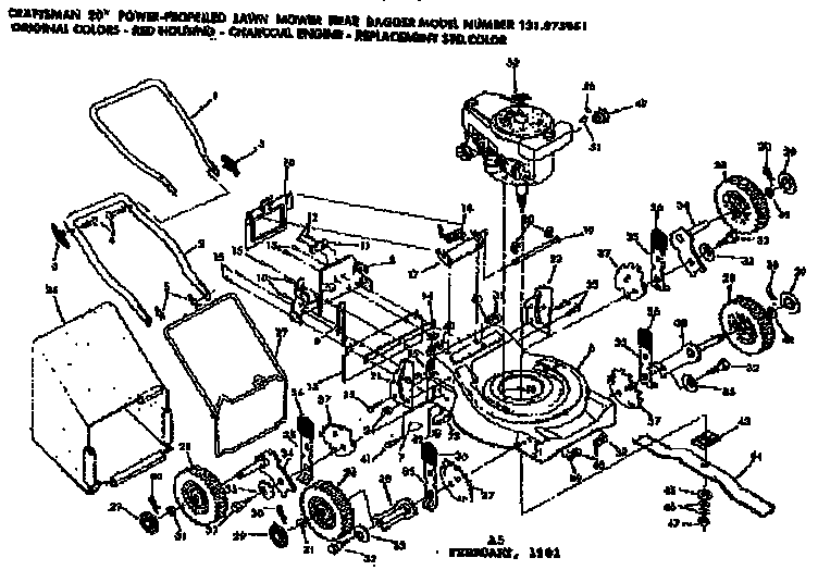 Mower Deck Diagram and Parts List for 131973951  Craftsman Lawn Mower