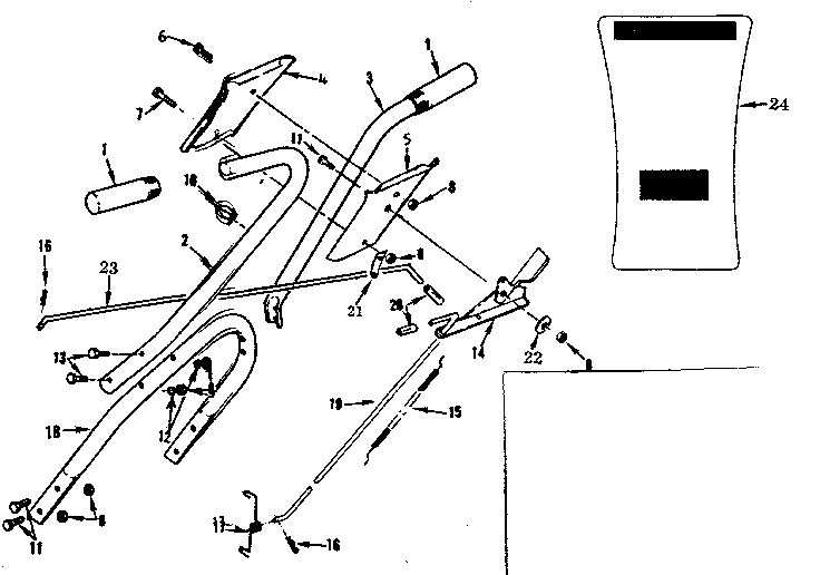 Upper Handle Assembly Diagram and Parts List for 17481672  Craftsman Lawn Mower