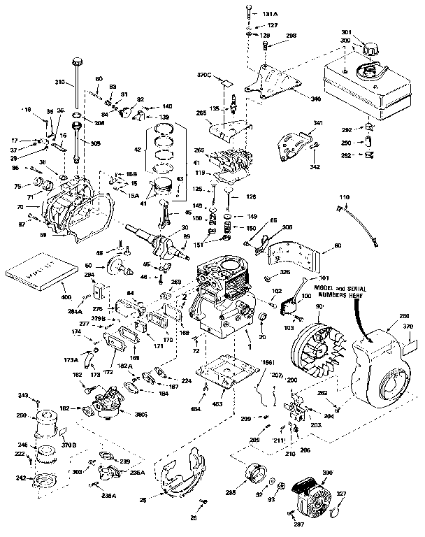 Replacement Parts Diagram and Parts List for 143836112  Craftsman Engine