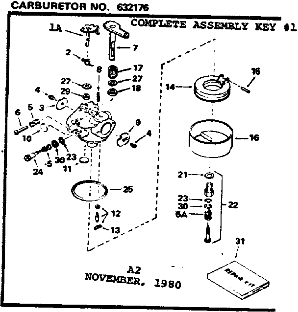 Replacement Parts Diagram and Parts List for 143716012  Craftsman Engine