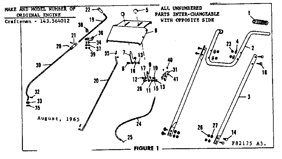 Handle Assembly Diagram and Parts List for 53682175  Craftsman Snow Blower