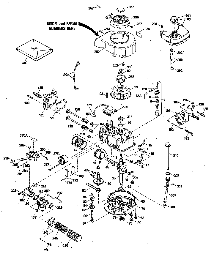 Replacement Parts Diagram and Parts List for 143404342  Craftsman Engine
