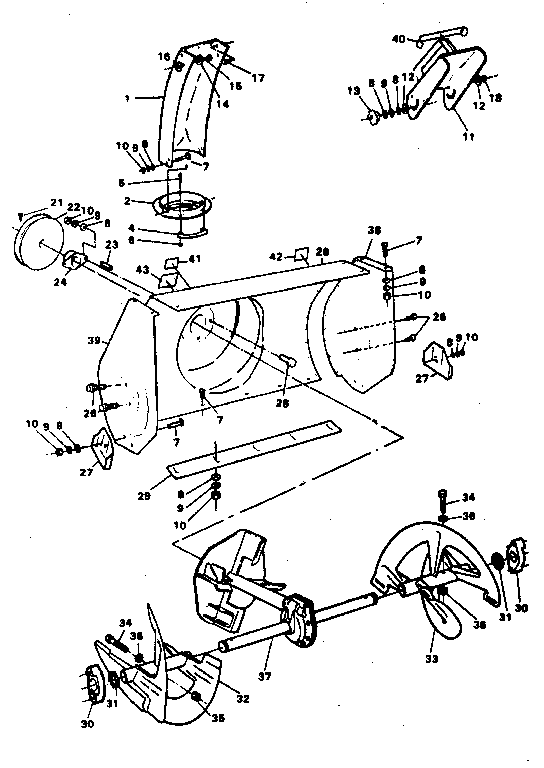 Auger Housing Assembly Repair Parts Diagram and Parts List for 536886800  Craftsman Snow Blower