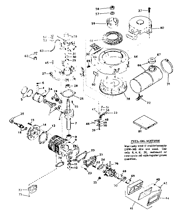 Engine Diagram and Parts List for 778280051  Craftsman Trimmer