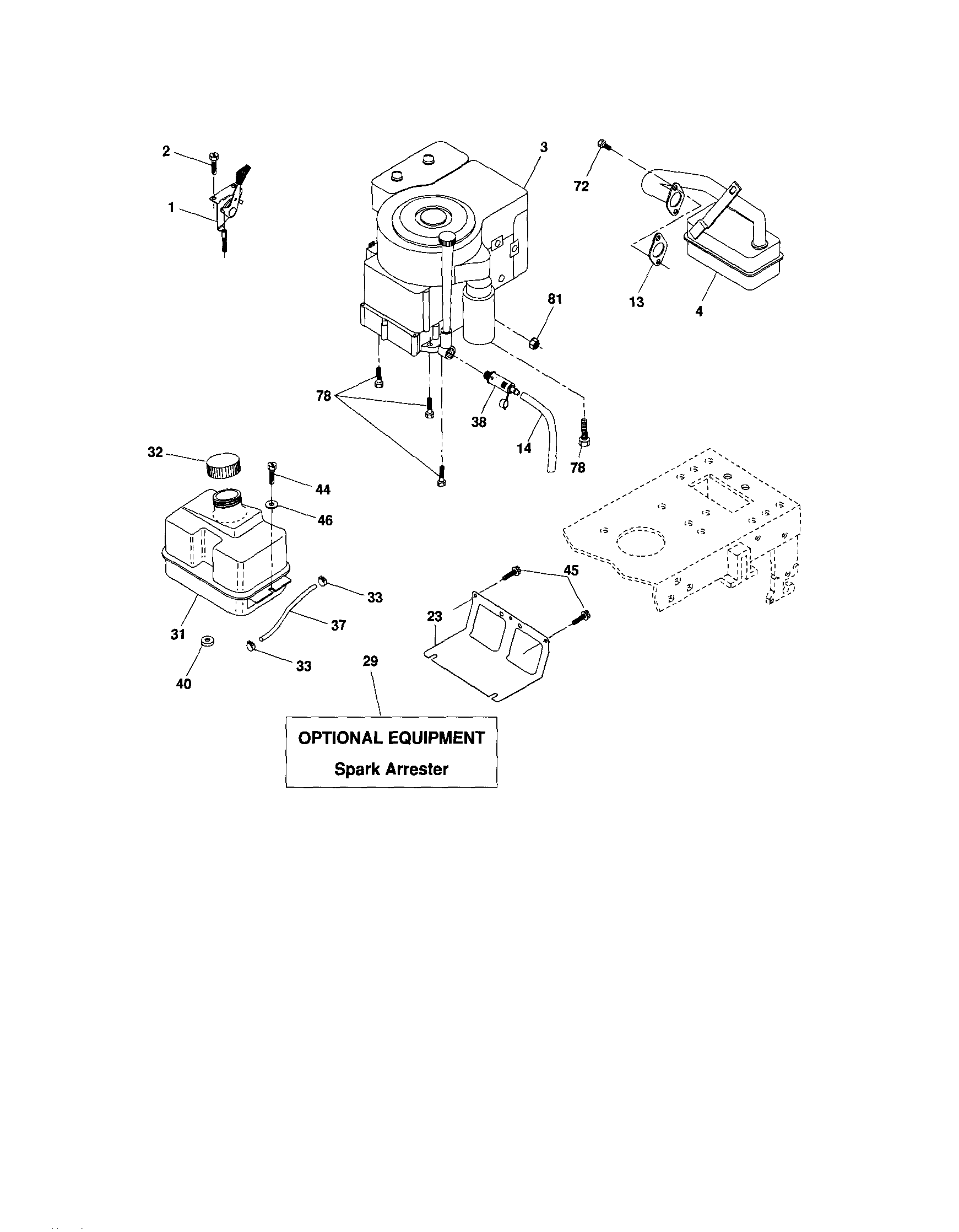 Engine Diagram and Parts List for 917287051  Craftsman Lawn Tractor