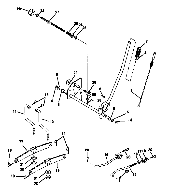 Lift Assembly Diagram and Parts List for 917270720  Craftsman Lawn Tractor
