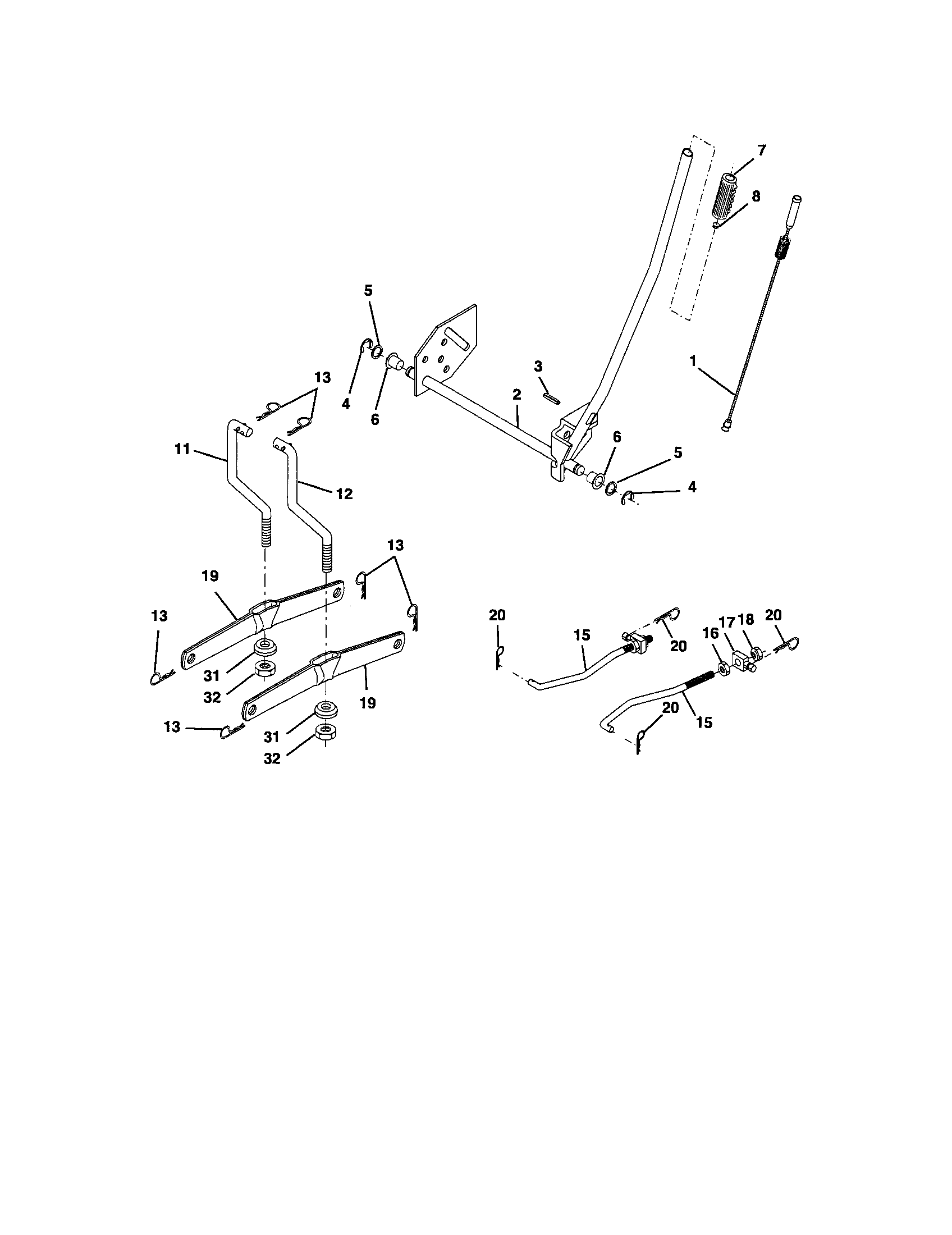 Lift Assembly Diagram and Parts List for 917277252  Craftsman Lawn Tractor