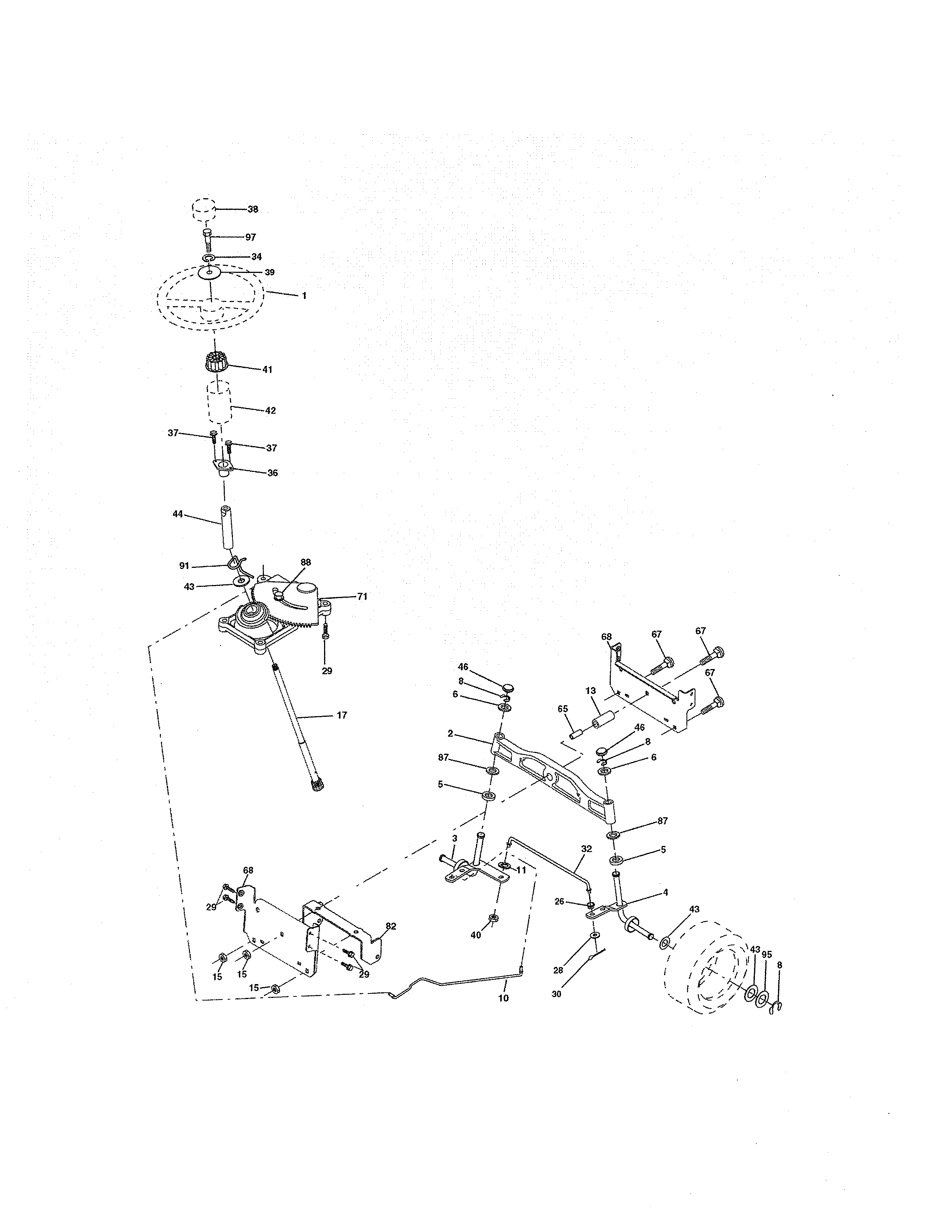 Steering Diagram and Parts List for 917274822  Craftsman Lawn Tractor