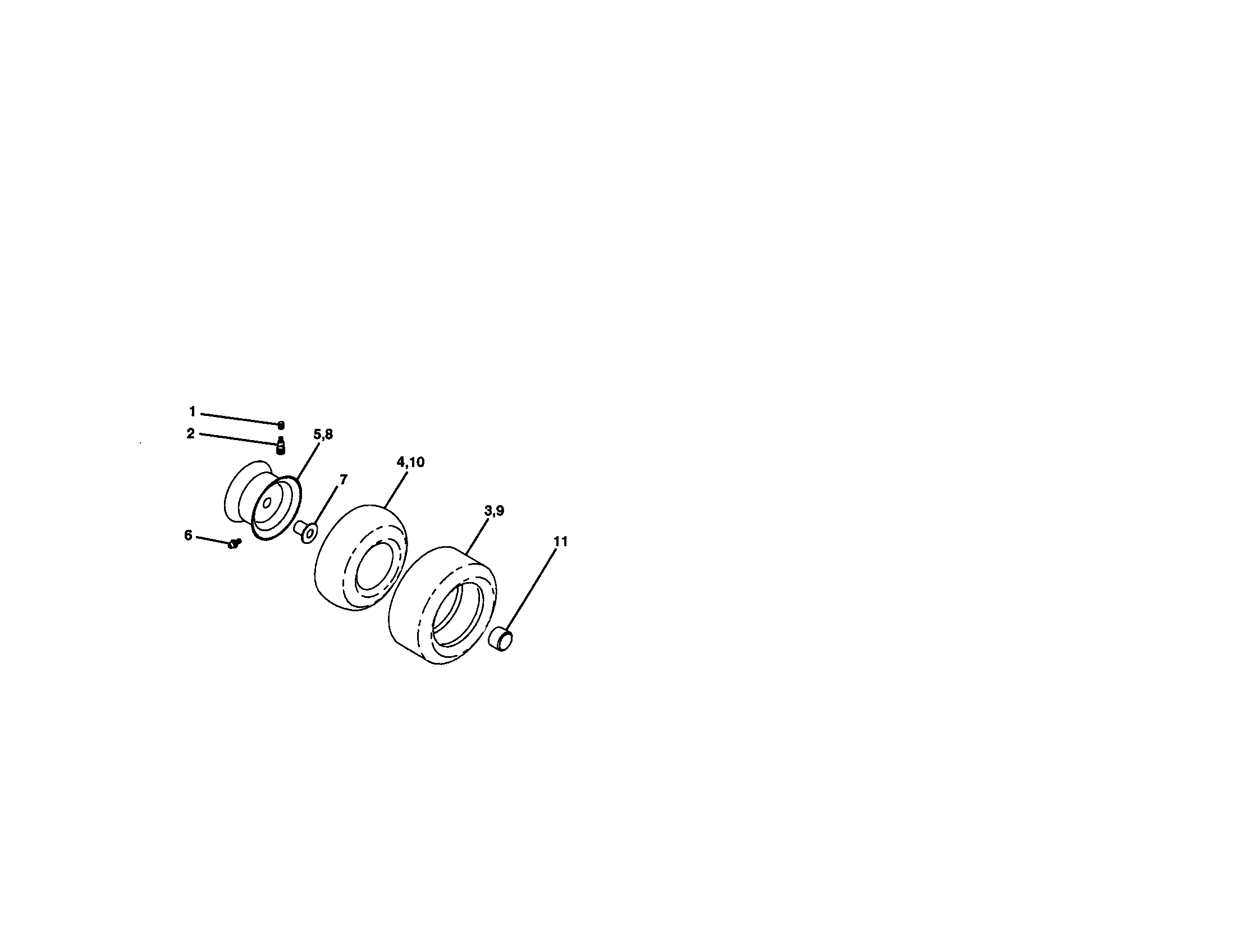 Wheels And Tires Diagram and Parts List for 917271062  Craftsman Lawn Tractor