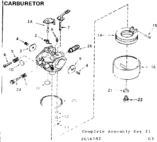 Carburetor Diagram and Parts List for 143656282  Craftsman Engine