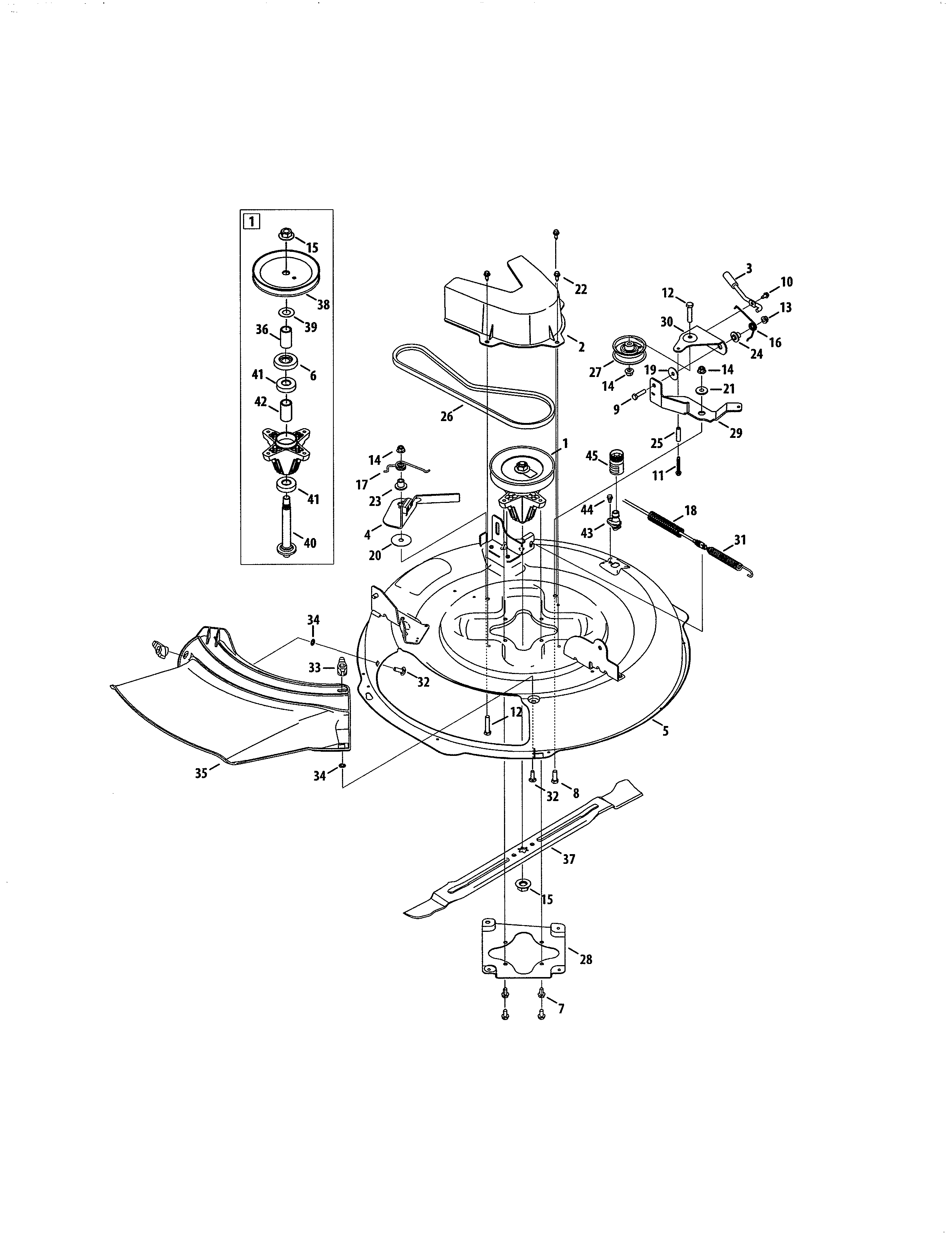 Spindle Pulley/deck Diagram and Parts List for 247290002  Craftsman Engine
