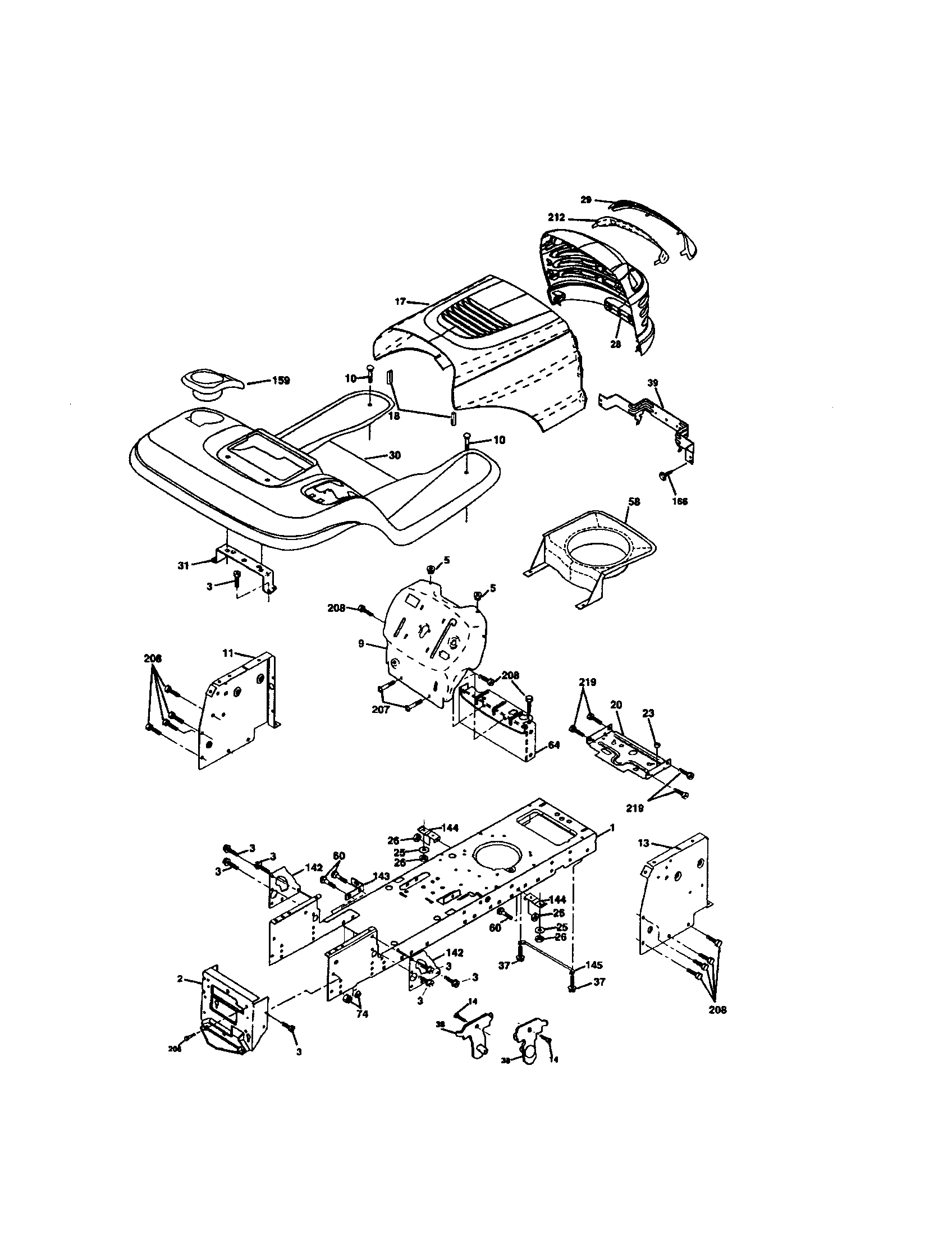 Chassis And Enclosures Diagram and Parts List for 917271860  Craftsman Lawn Tractor