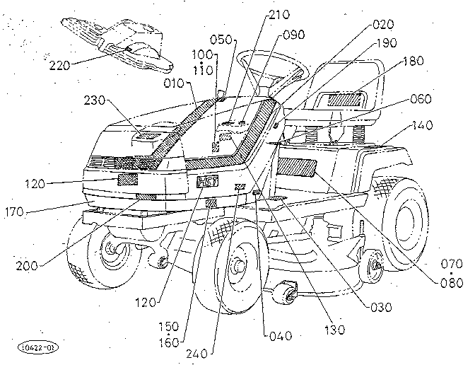 Label Diagram and Parts List for 3904  Craftsman Lawn Mower