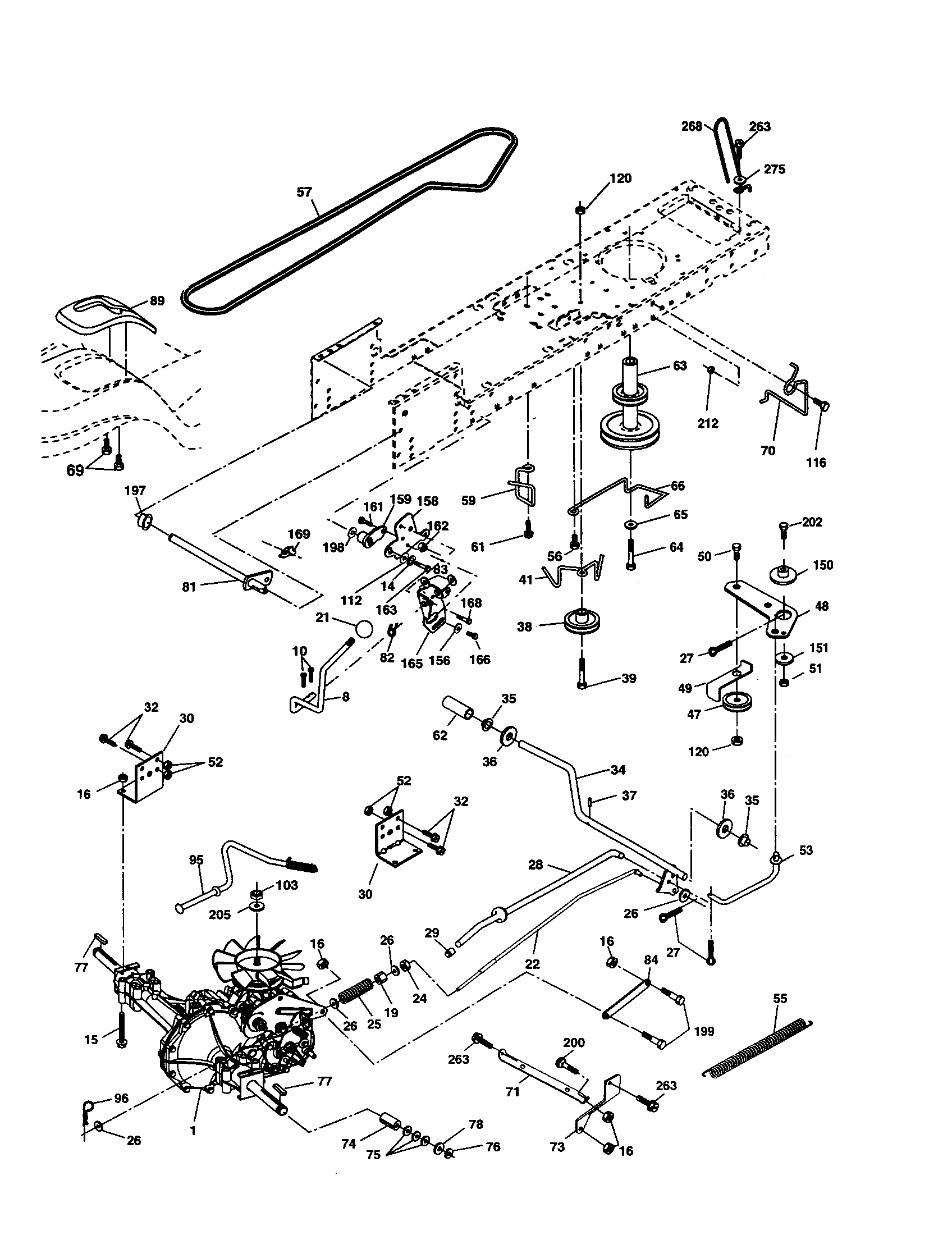 Drive Diagram and Parts List for 917278041  Craftsman Lawn Tractor