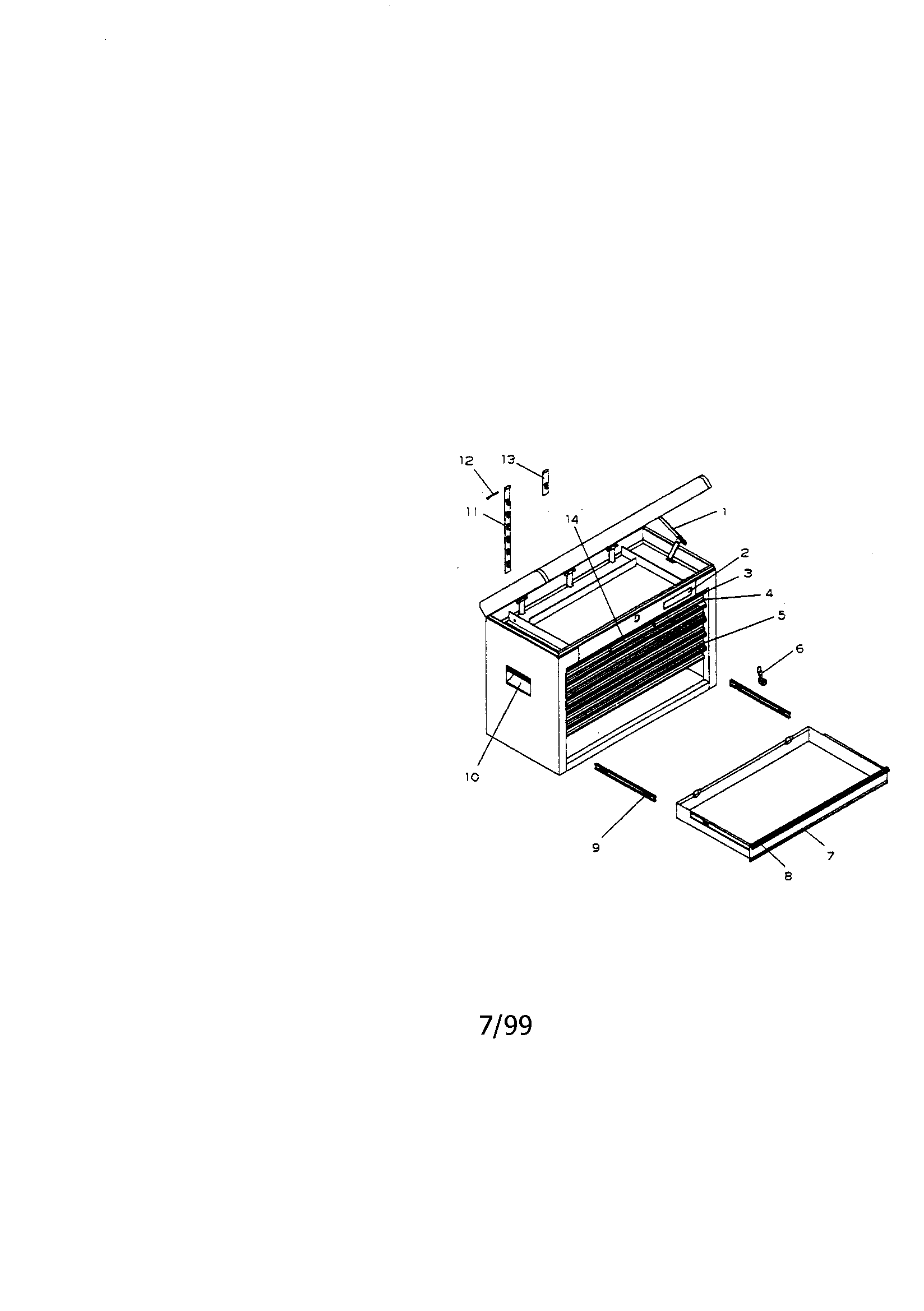 8 Drawer Professional Chest Diagram and Parts List for 706656040  Craftsman Tool Stand & Cart