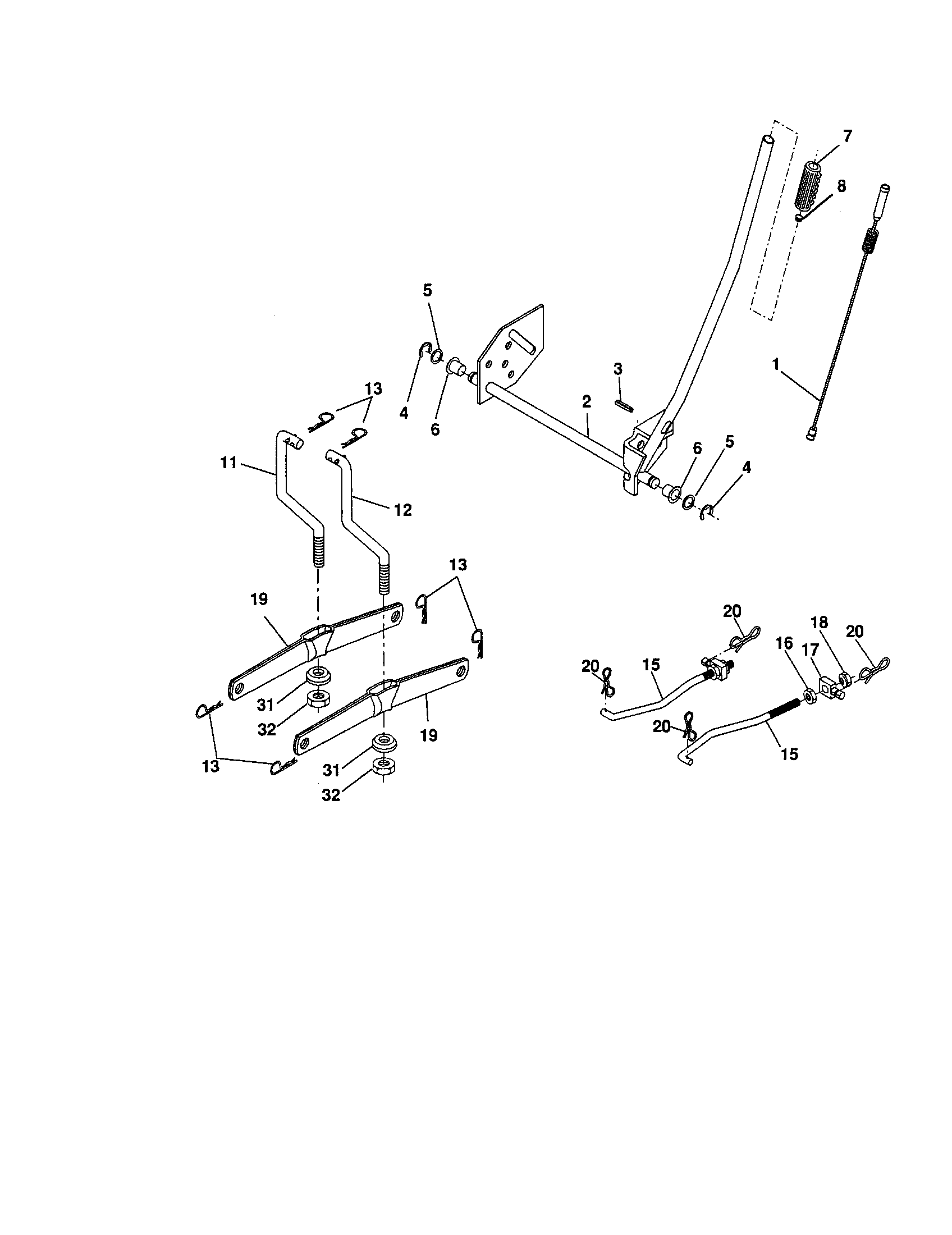 Lift Assembly Diagram and Parts List for 917276760  Craftsman Lawn Tractor
