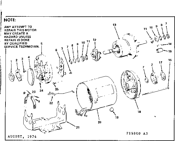 3 H.p. Belted Fan & Blower Split-phase A.c. Motor Diagram and Parts List for 11319800  Craftsman Miscellaneous