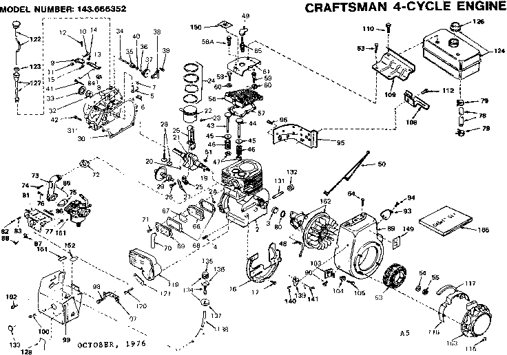 Engine Diagram and Parts List for 143666352  Craftsman Engine