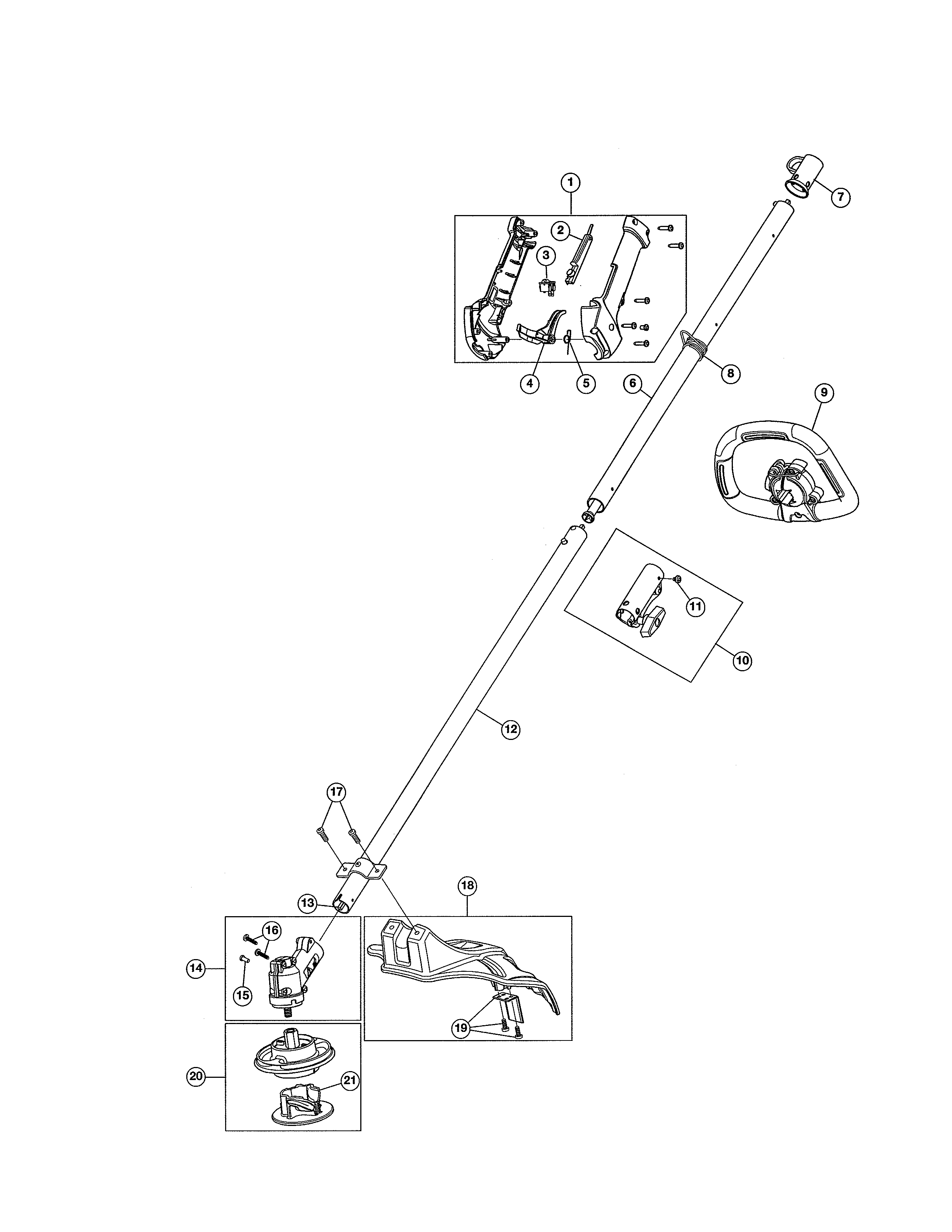 Drive Shaft/handle/shield Diagram and Parts List for 316731933  Craftsman Trimmer