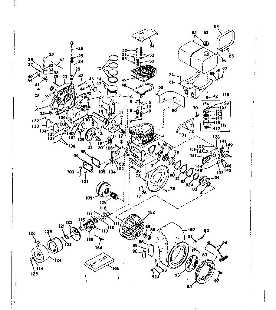 Basic Engine Diagram and Parts List for 143562022  Craftsman Engine
