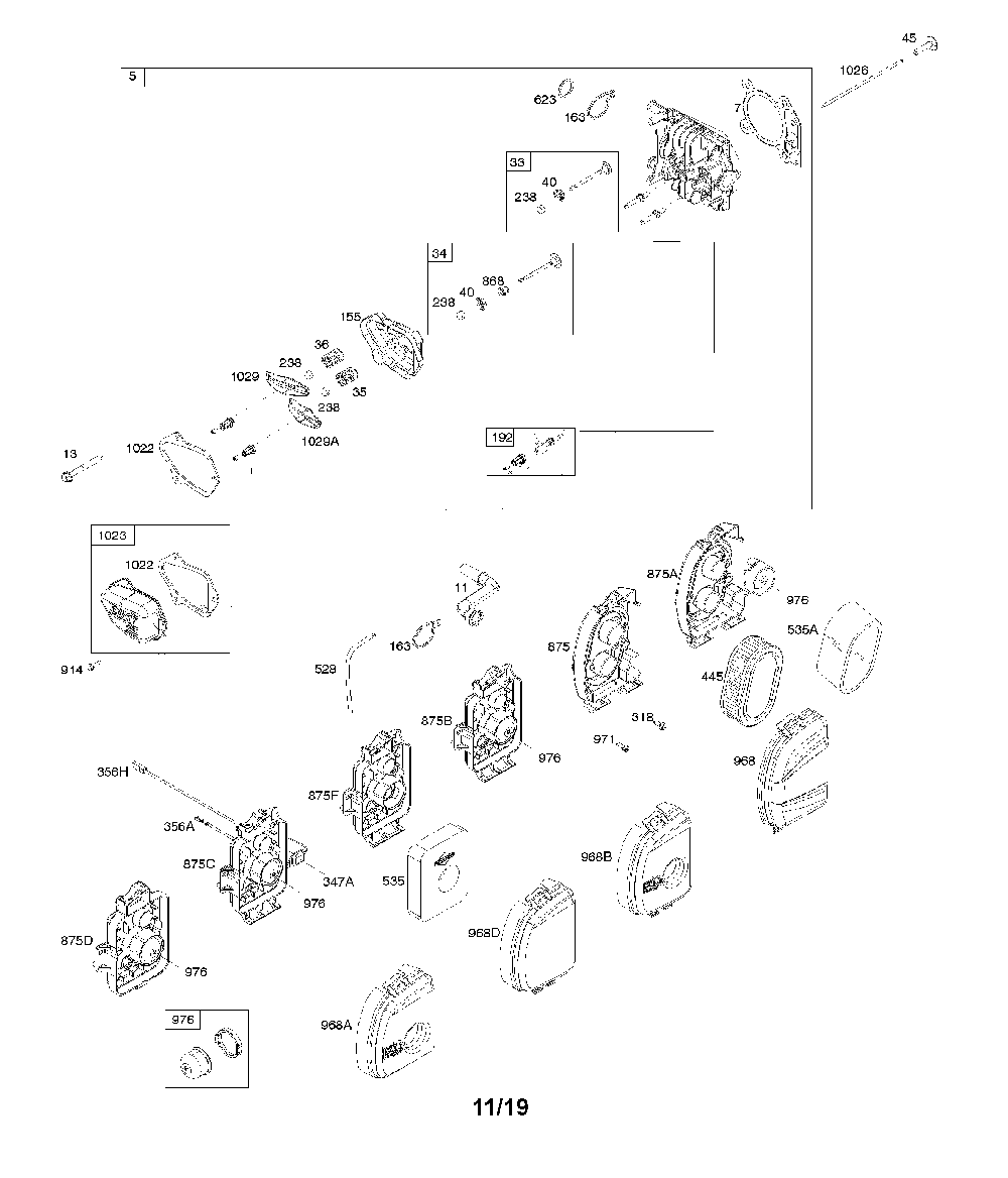 Air cleaner/cylinder head Diagram and Parts List for CMXGWAS021025  Craftsman Pressure Washer