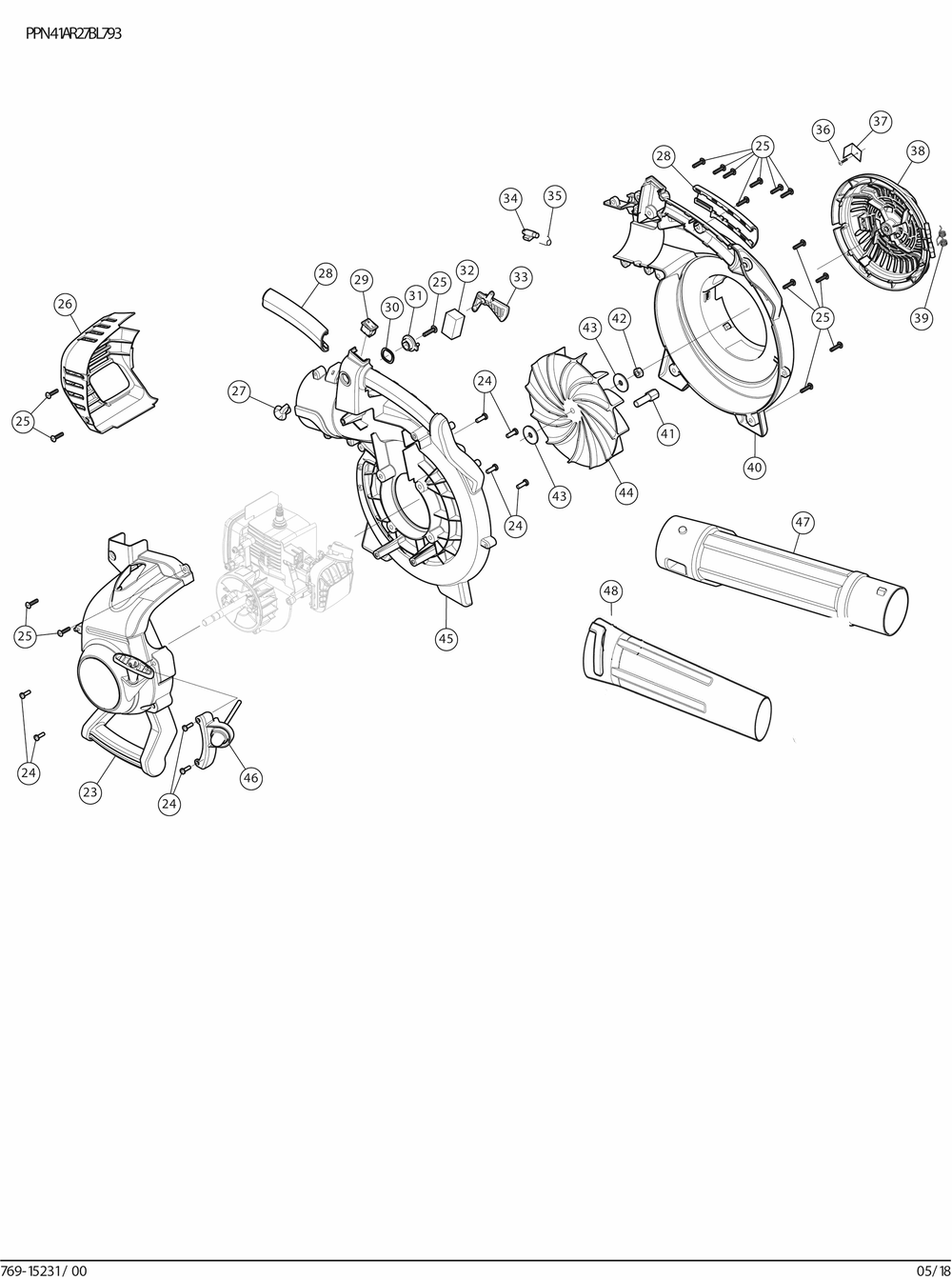 Diagram Diagram and Parts List for CMXGAAMR27AB Type 2018 Craftsman Leaf Blower / Vacuum