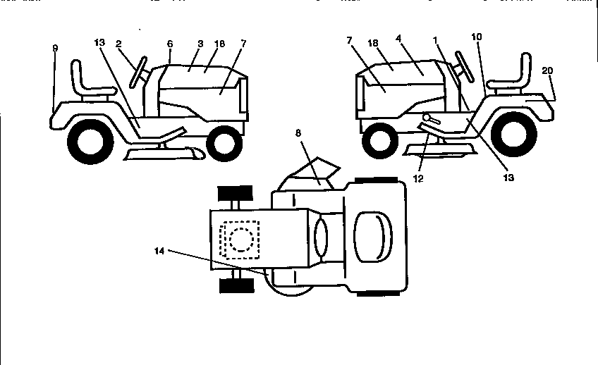 Decals Diagram and Parts List for 917259020  Craftsman Lawn Tractor