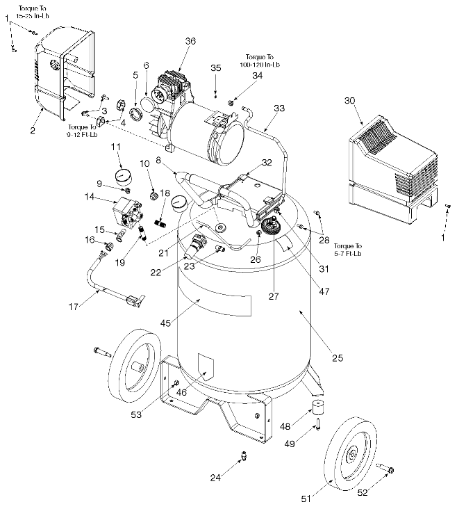Default Diagram and Parts List for 919-16519 Type 0 Craftsman Compressor