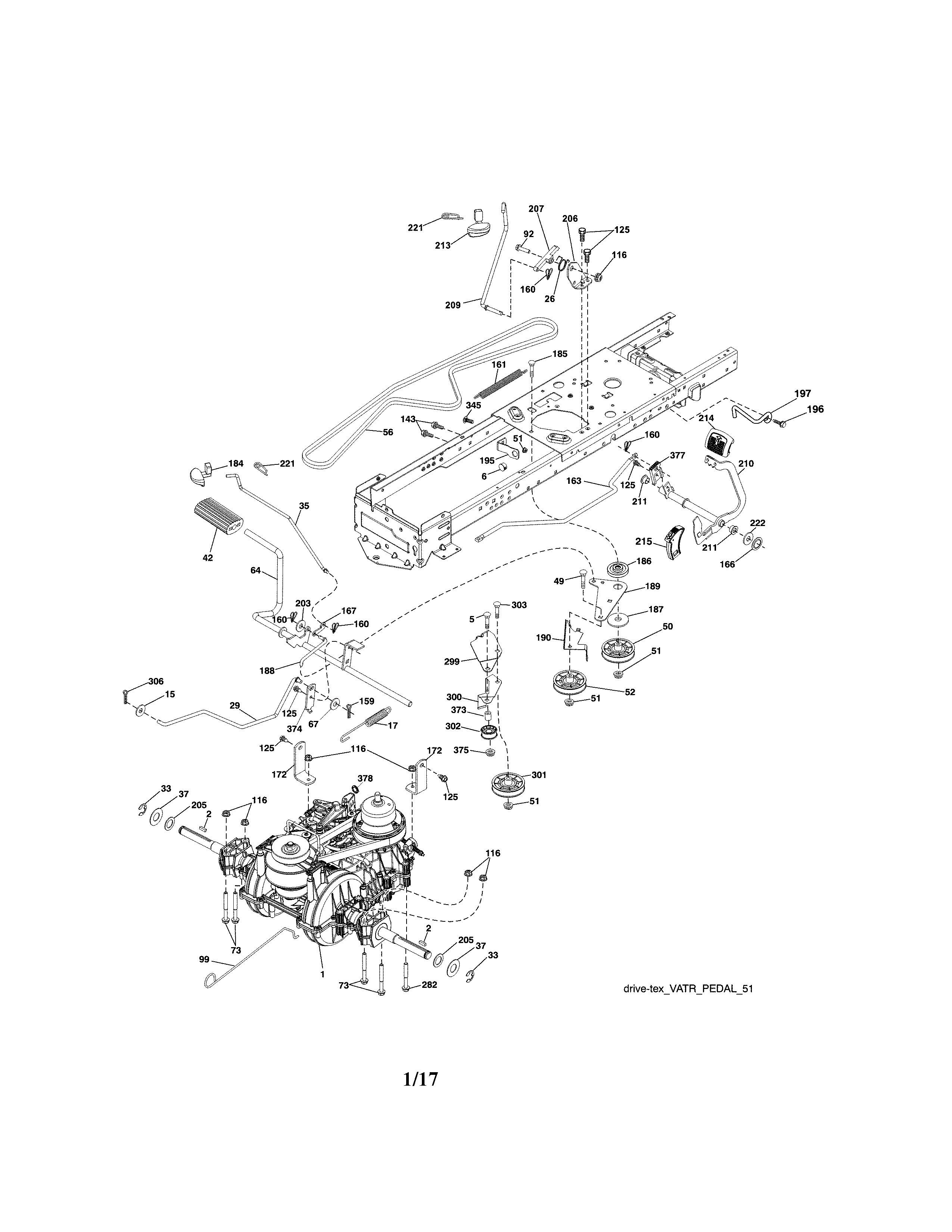 Ground Drive Diagram and Parts List for 917203921  Craftsman Lawn Tractor