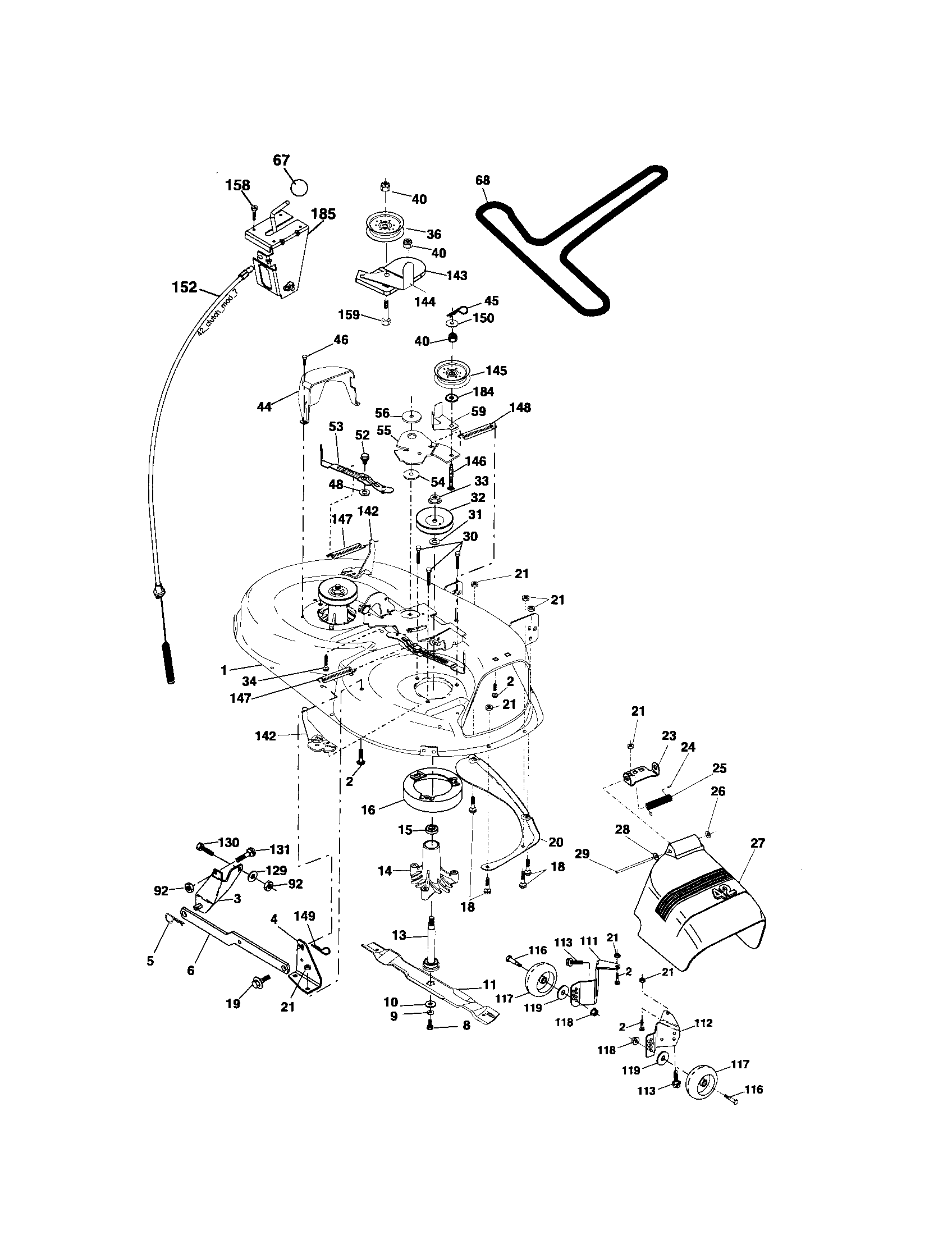 Mower Deck Diagram and Parts List for 917276810  Craftsman Lawn Tractor