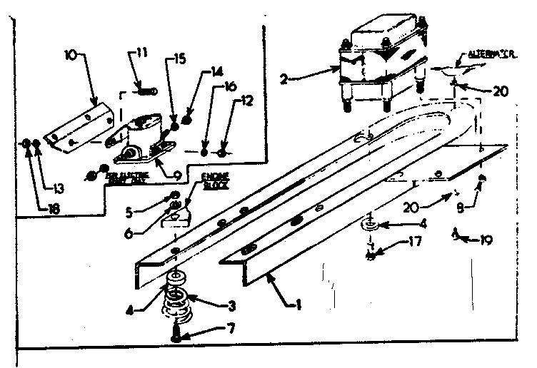 Mounting Base Diagram and Parts List for 580321820  Craftsman Engine