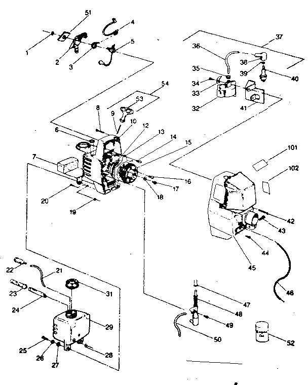 Fuel Tank Assembly Diagram and Parts List for 358796221  Craftsman Trimmer