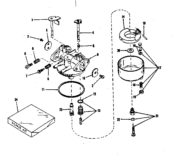 Carburetor Diagram and Parts List for 14340301  Craftsman Engine