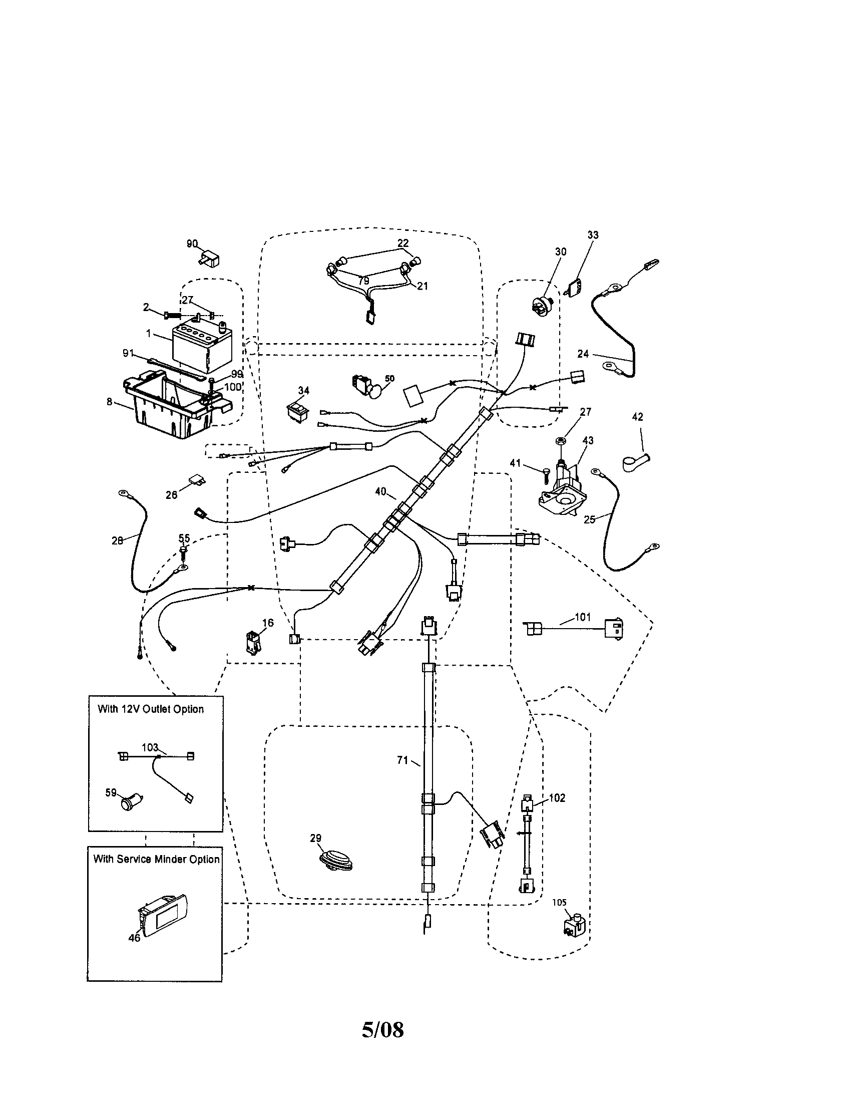 Electrical Diagram and Parts List for 917286900  Craftsman Lawn Tractor