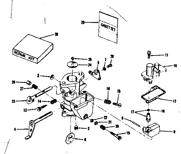 Carburetor No. 29349 Diagram and Parts List for 14350200  Craftsman Engine