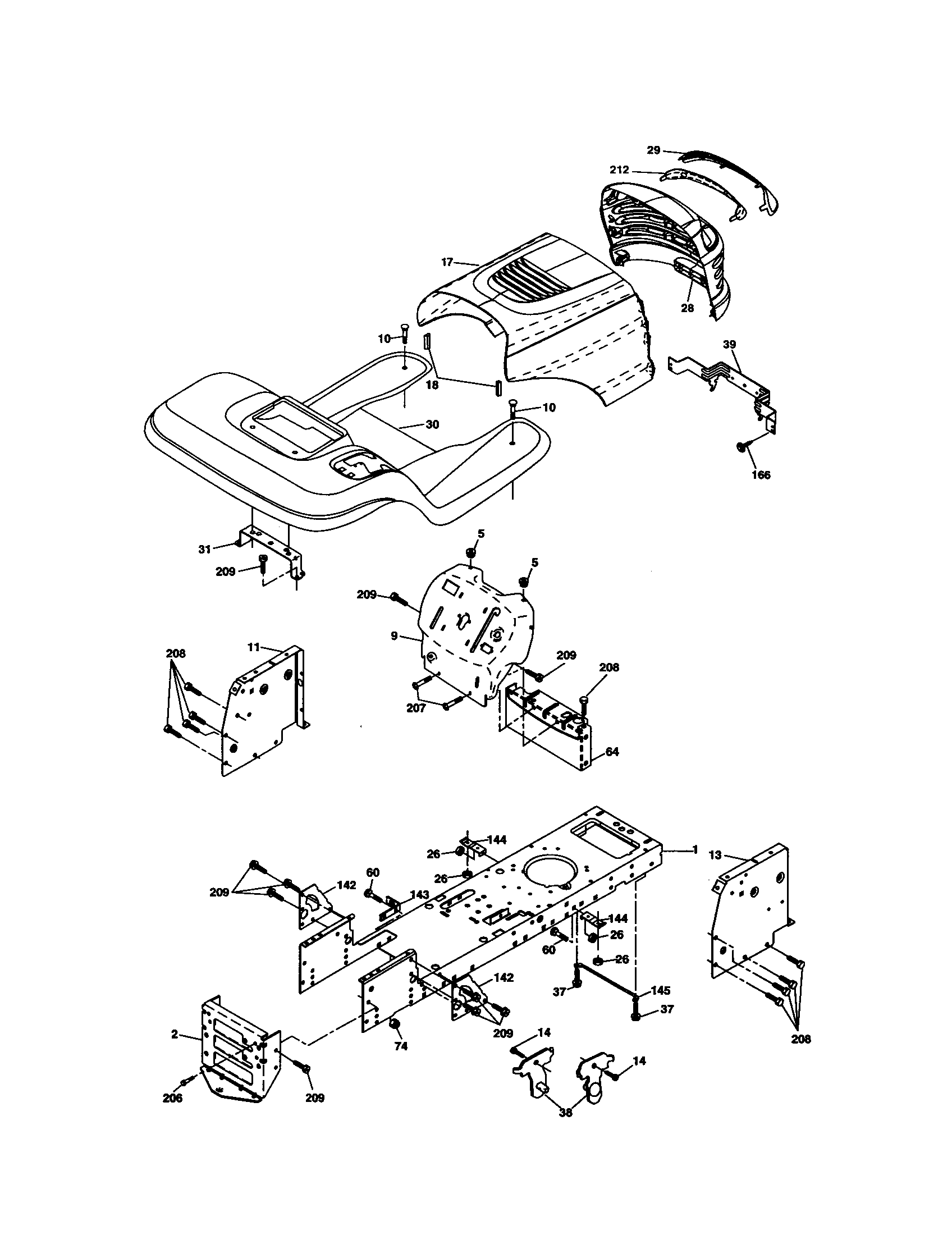 Chassis And Enclosures Diagram and Parts List for 917277410  Craftsman Lawn Tractor