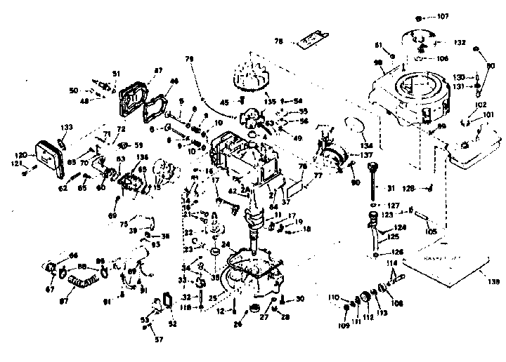 Basic Engine Diagram and Parts List for 143225072  Craftsman Engine