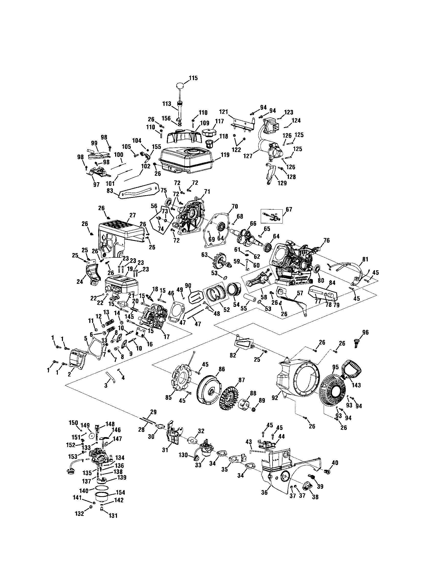 Engine Diagram and Parts List for 247889700  Craftsman Snow Blower