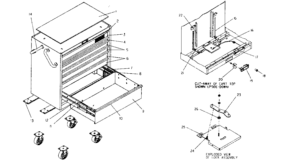 Tool Cart Diagram and Parts List for 706655661  Craftsman Tool Stand & Cart