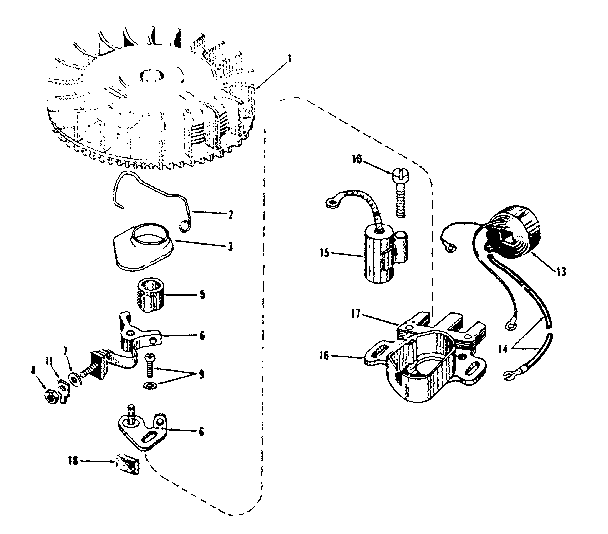 Magneto No. 610665 Diagram and Parts List for 143122052  Craftsman Engine