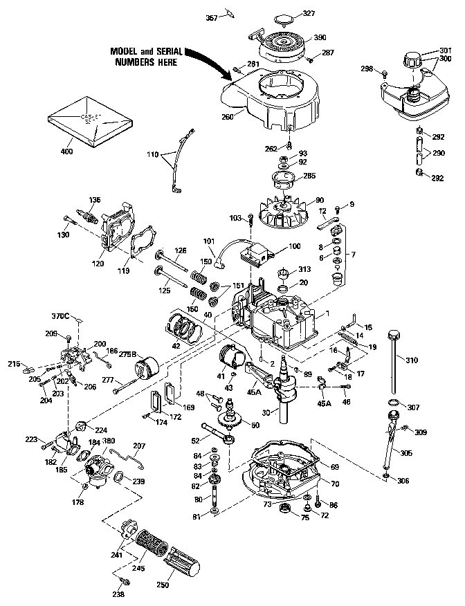 Replacement Parts Diagram and Parts List for 143414672  Craftsman Engine