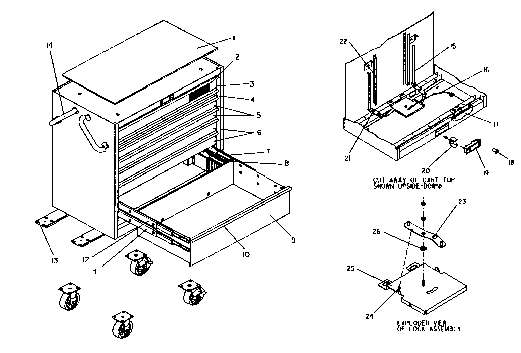 Cart Diagram and Parts List for 706954750  Craftsman Tool Stand & Cart