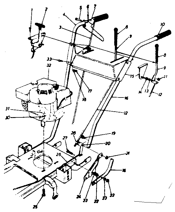 Handle Assembly Diagram and Parts List for 247881122  Craftsman Lawn Mower