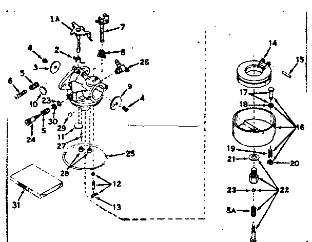 Carburetor Diagram and Parts List for 143157032  Craftsman Engine