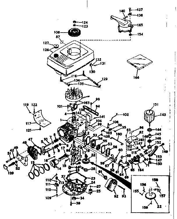Basic Engine Diagram and Parts List for 143166032  Craftsman Engine