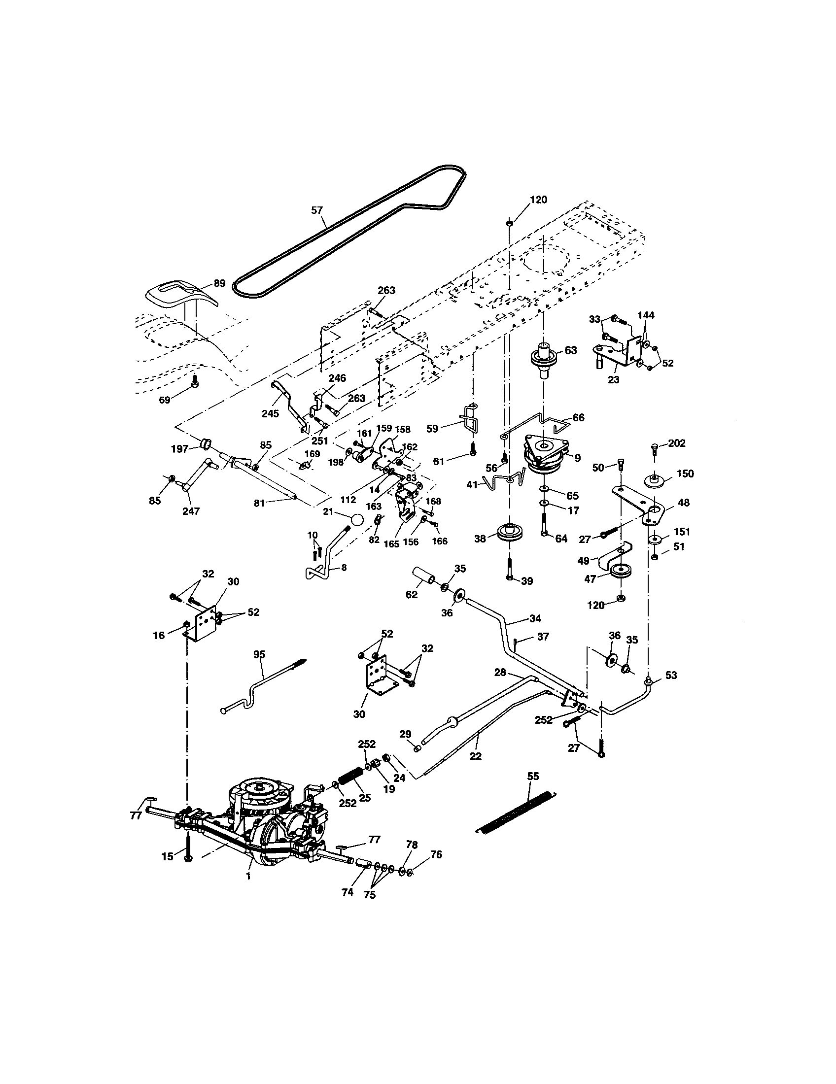 Ground Drive Diagram and Parts List for 9172736405  Craftsman Lawn Tractor