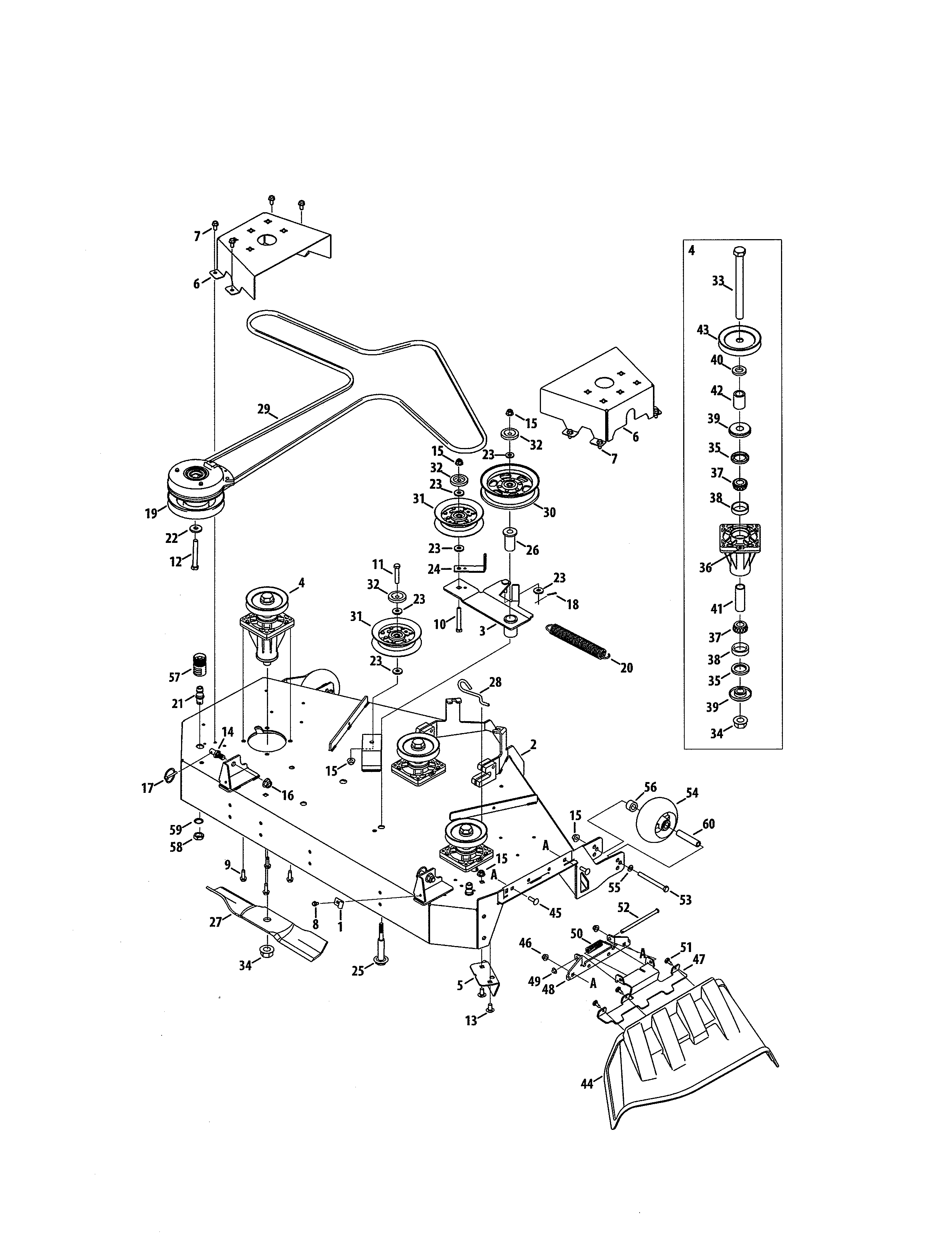 Deck/spindle Diagram and Parts List for 247270500  Craftsman Engine