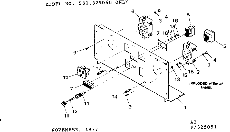 Control Panel 325060 Diagram and Parts List for 580325051  Craftsman Engine