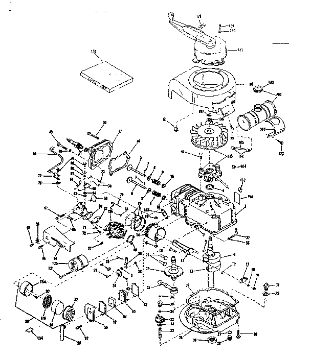 Basic Engine Diagram and Parts List for 143122202  Craftsman Engine