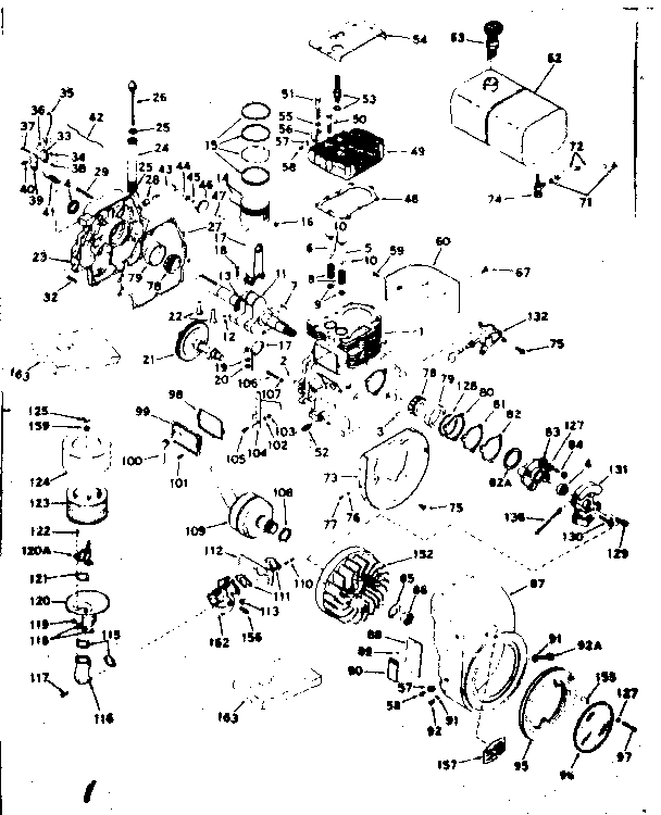 Basic Engine Diagram and Parts List for 143599012  Craftsman Engine